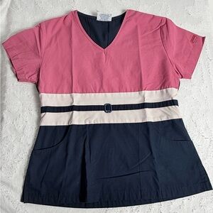 Pink and Black V-Neck scrub set